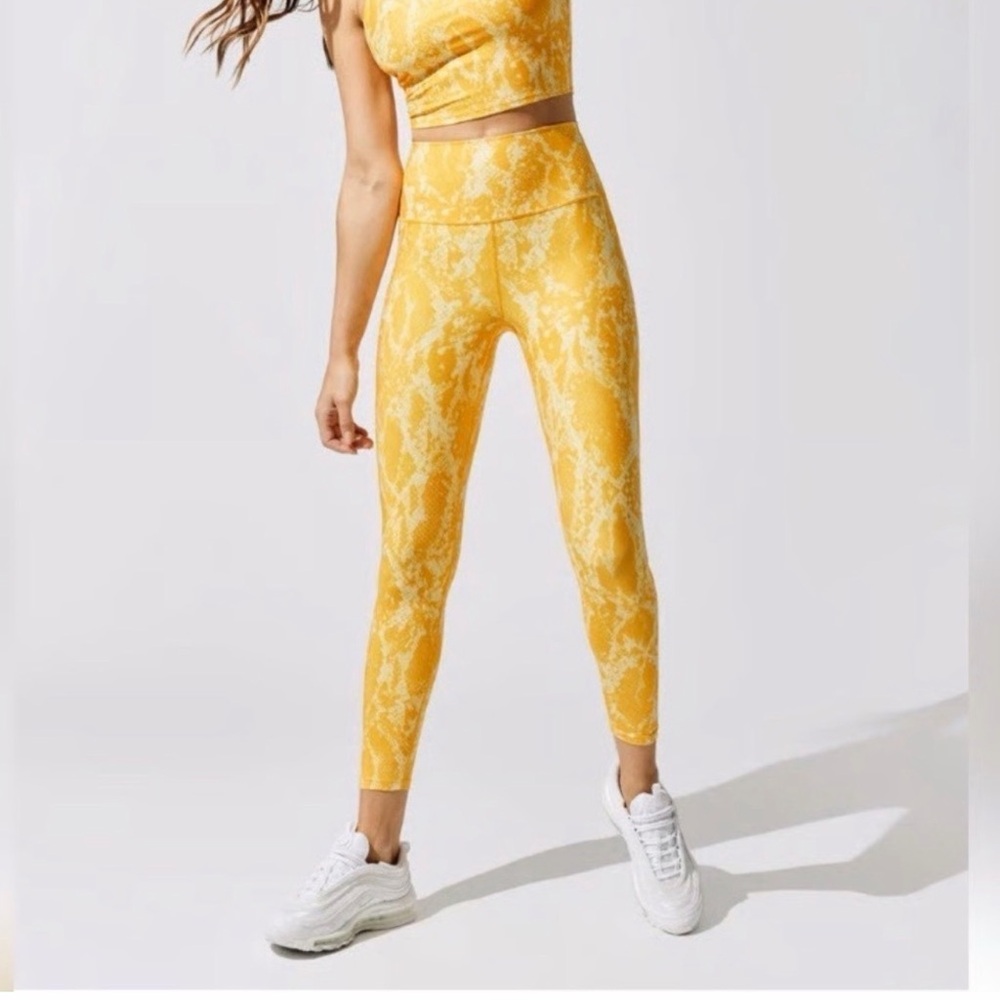Carbon 38 yellow snakeskin leggings